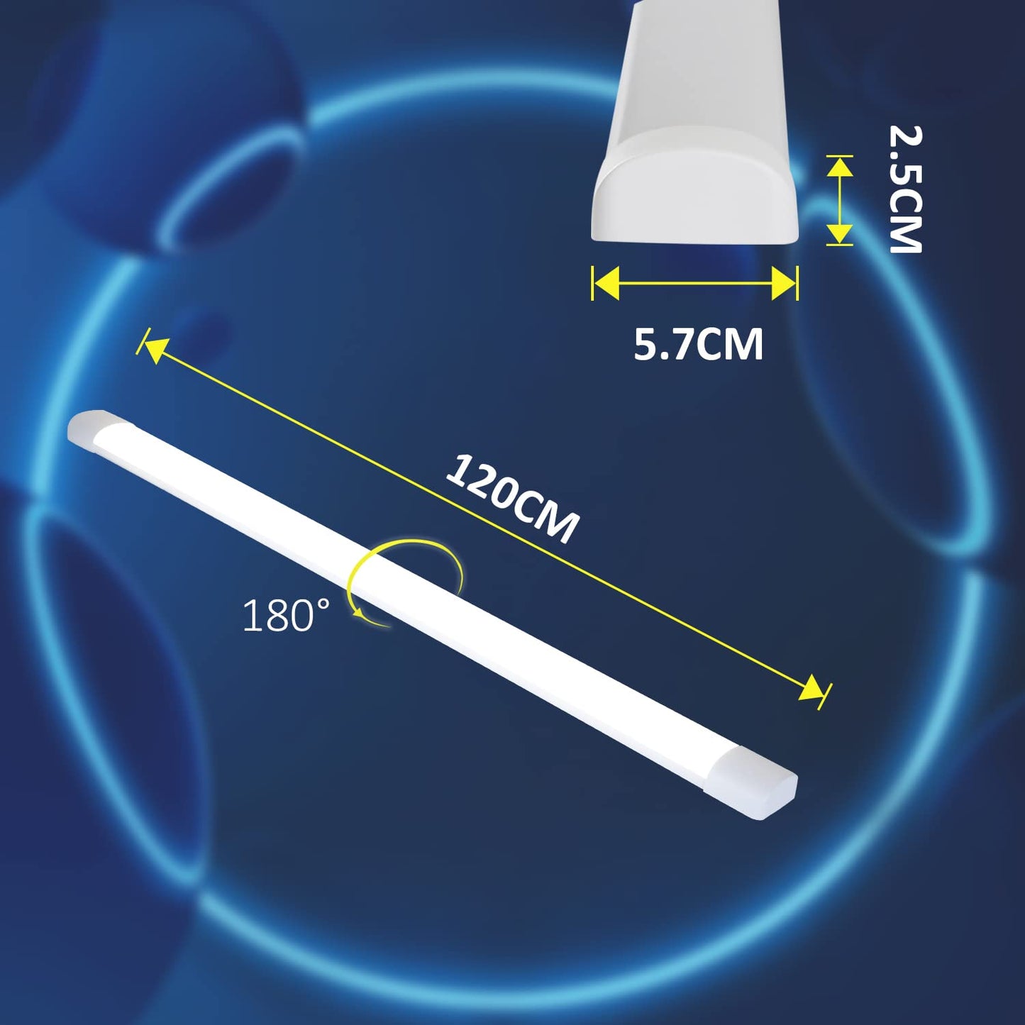 CBJKTX LED Ceiling Light 120CM Ceiling Lamp - 36W Workshop Lamp Basement Lamp Flat Neutral White 4000K Kitchen Lamp Energy Saving Tube Beam Angle 180° for Garage Kitchen Warehouse Office Basement