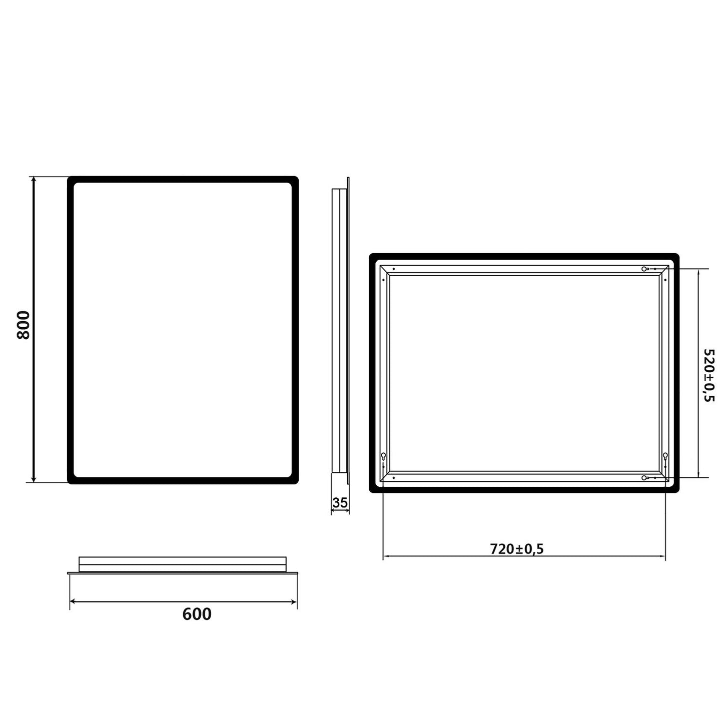 SONNI LED Bathroom Mirror 80x60 cm Wall Mirror with Lighting Cold White IP44 Bathroom Vanity Mirror