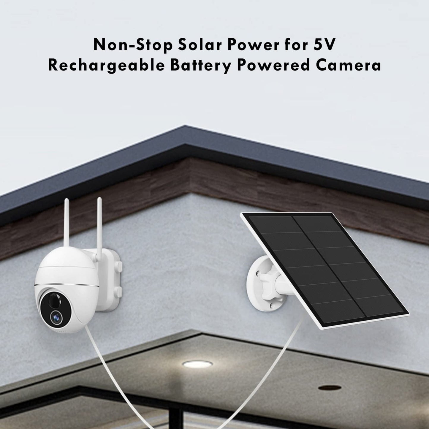 Solar panel for surveillance camera, 5W solar module for outdoor battery camera, solar panel with 9.8ft cable, adjustable wall mount, IP65 waterproof, 2 pack