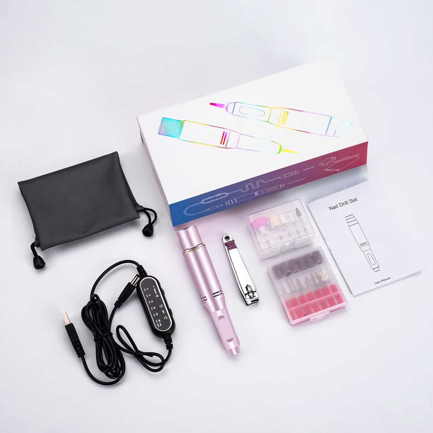 Electric nail file for Mother's Day Rechargeable 30000 RPM Professional Electric Nail Drill, metal nail drill with adjustable speed for manicure and pedicure.