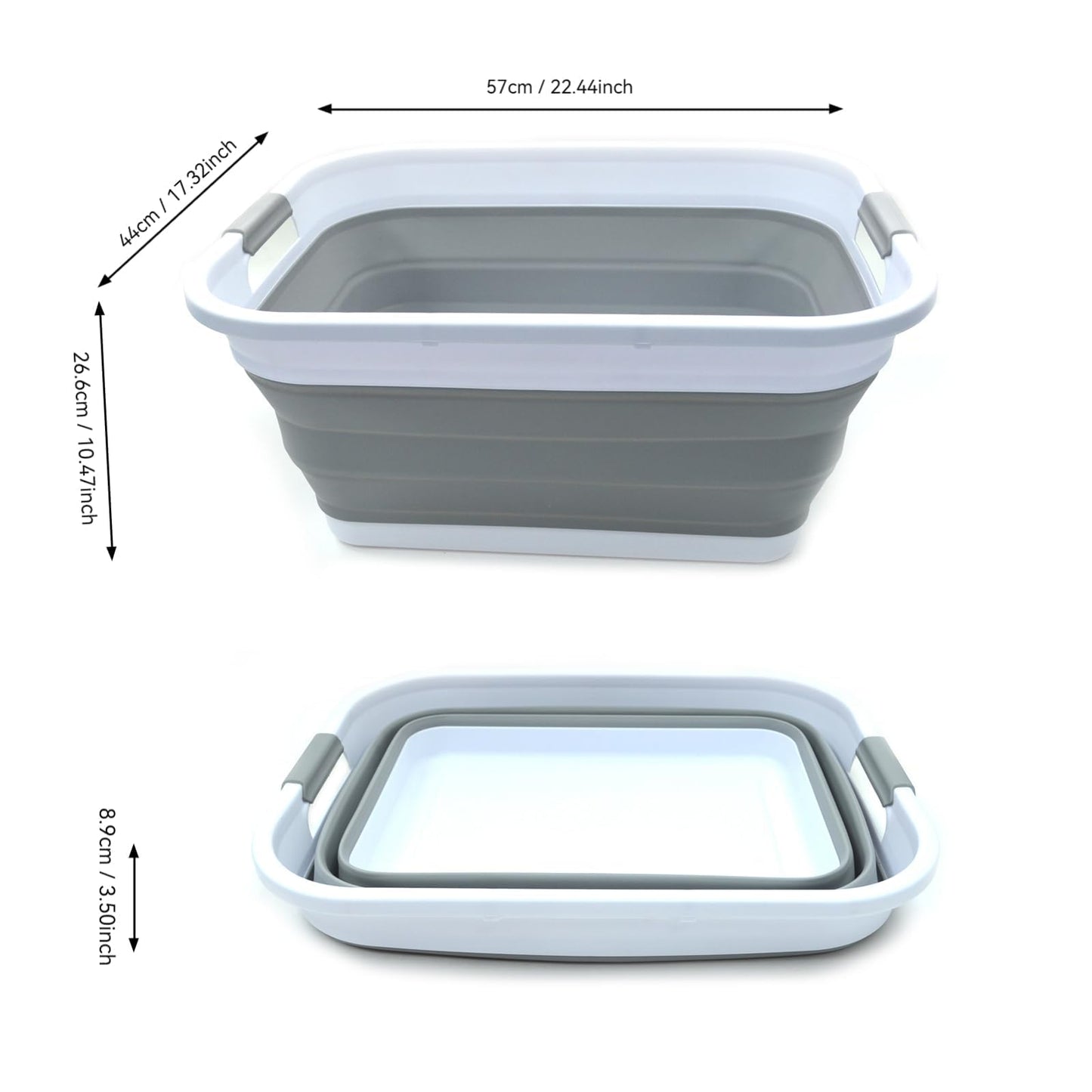 SAMMART 41L Collapsible Plastic Laundry Basket - Foldable Pop Up Storage Container/Organizer - Portable Washing Tub - Space Saving Hamper/Basket (Grey)