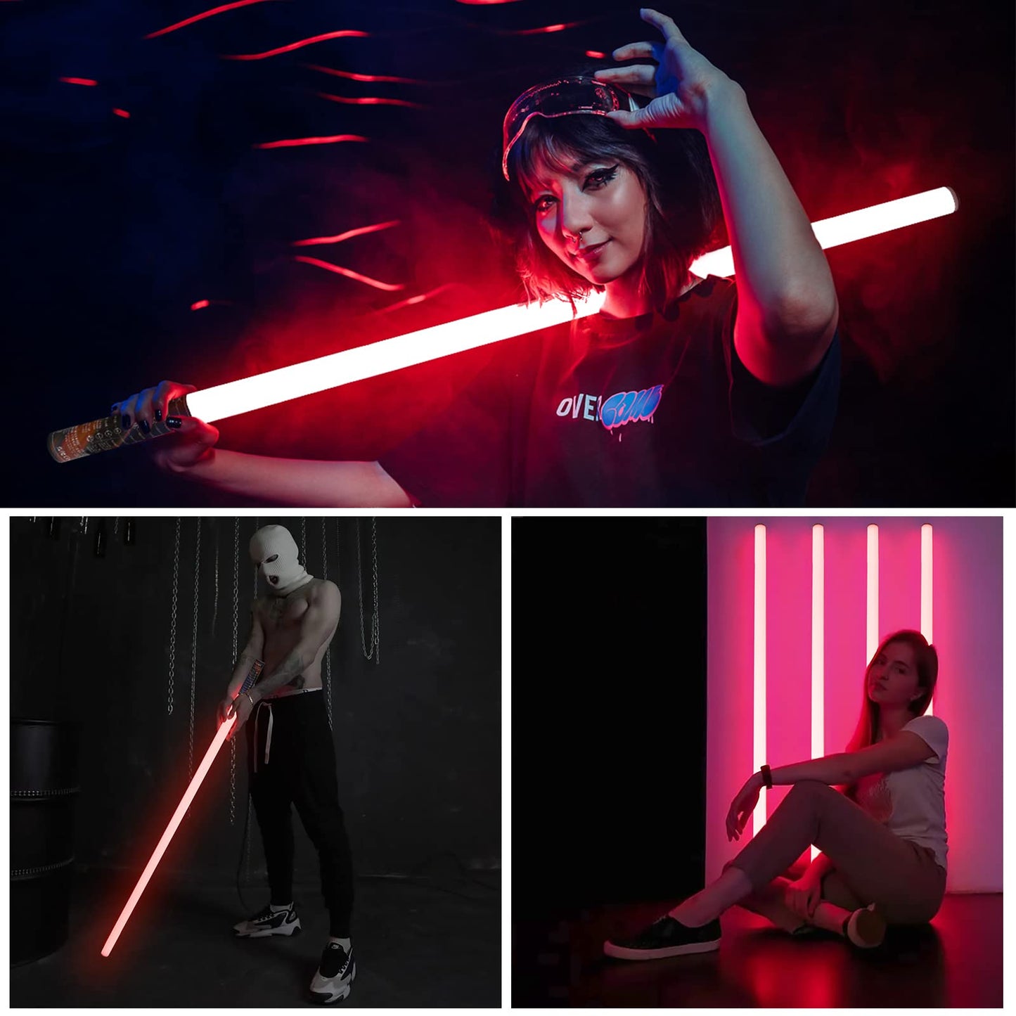 LUXCEO 2 Pieces 120cm LED Video Light Bar Mood1, LED Handheld Photography Light Dimmable and Memory, Built-in Battery, RGB Photo Lamp for YouTube, TikTok, Game Streaming, Party Bar, Photo Lighting
