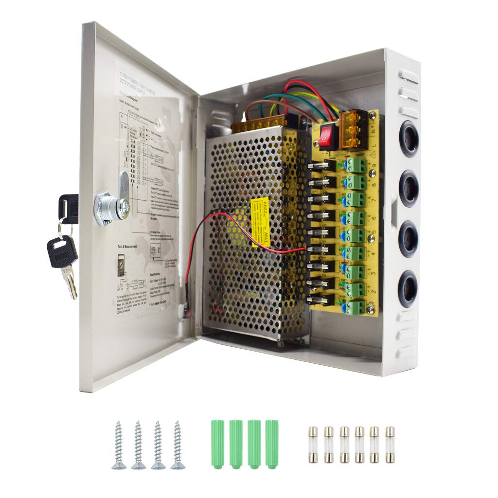 9-channel power supply box for CCTV camera video surveillance power supply 12V DC10A 120W.