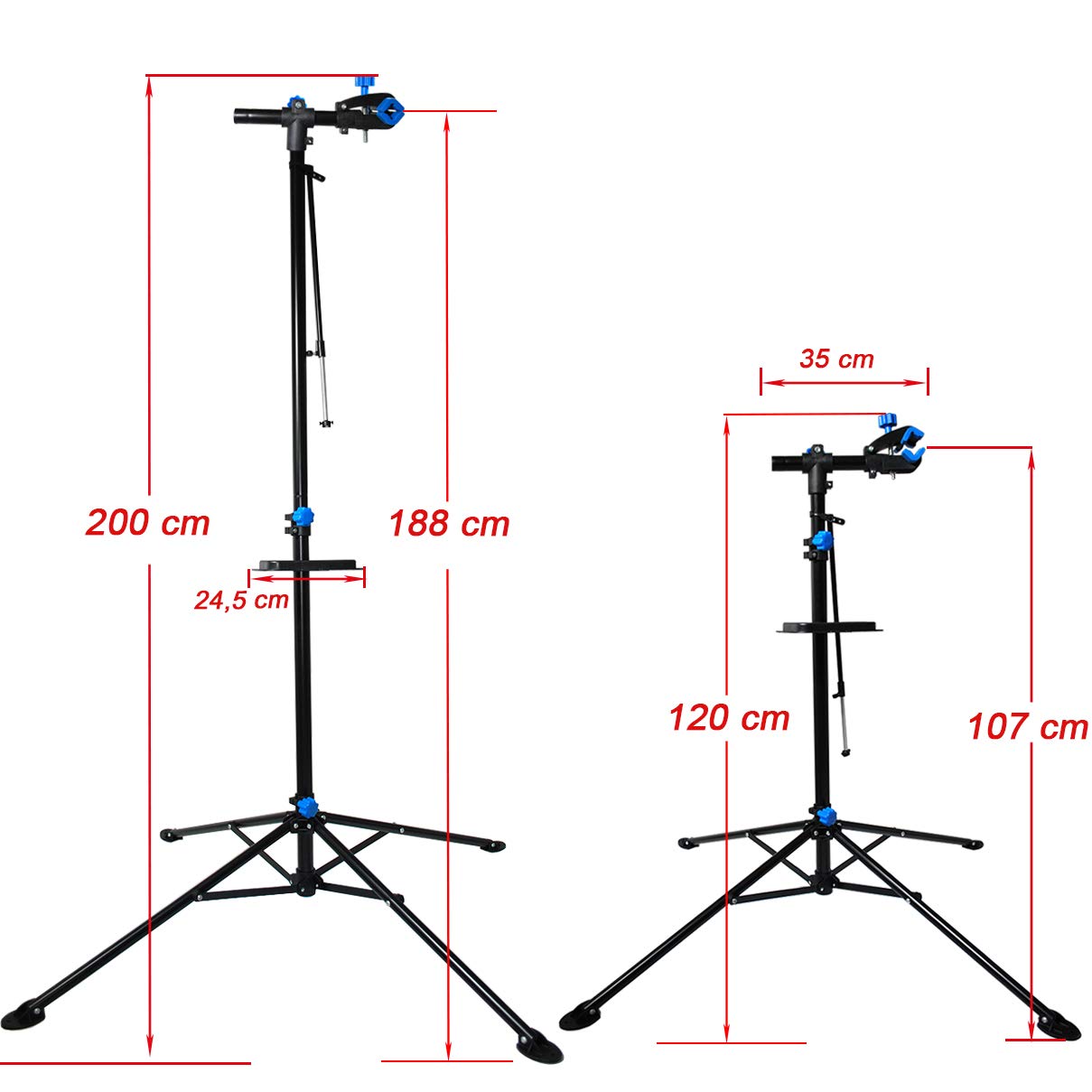 HELLO E-Bike assembly stand, repair stand, stand adjustable in height, foldable, 60 kg.