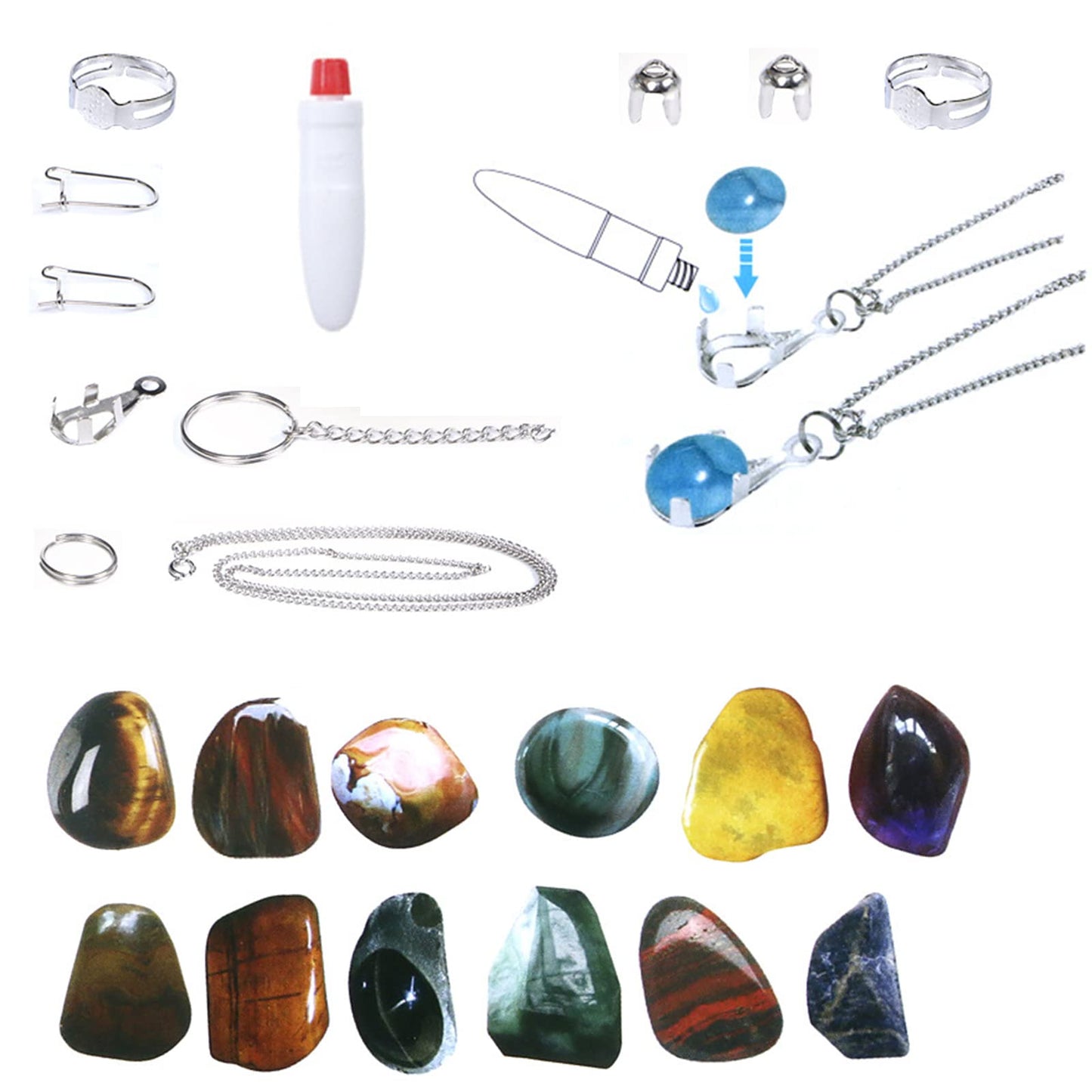 Rock Tumbler Kit, Professional Stone Polishing Drum Set Rock Polisher for Kids and Adults 7 Day Timing Function 4 Types of Polishing Powder