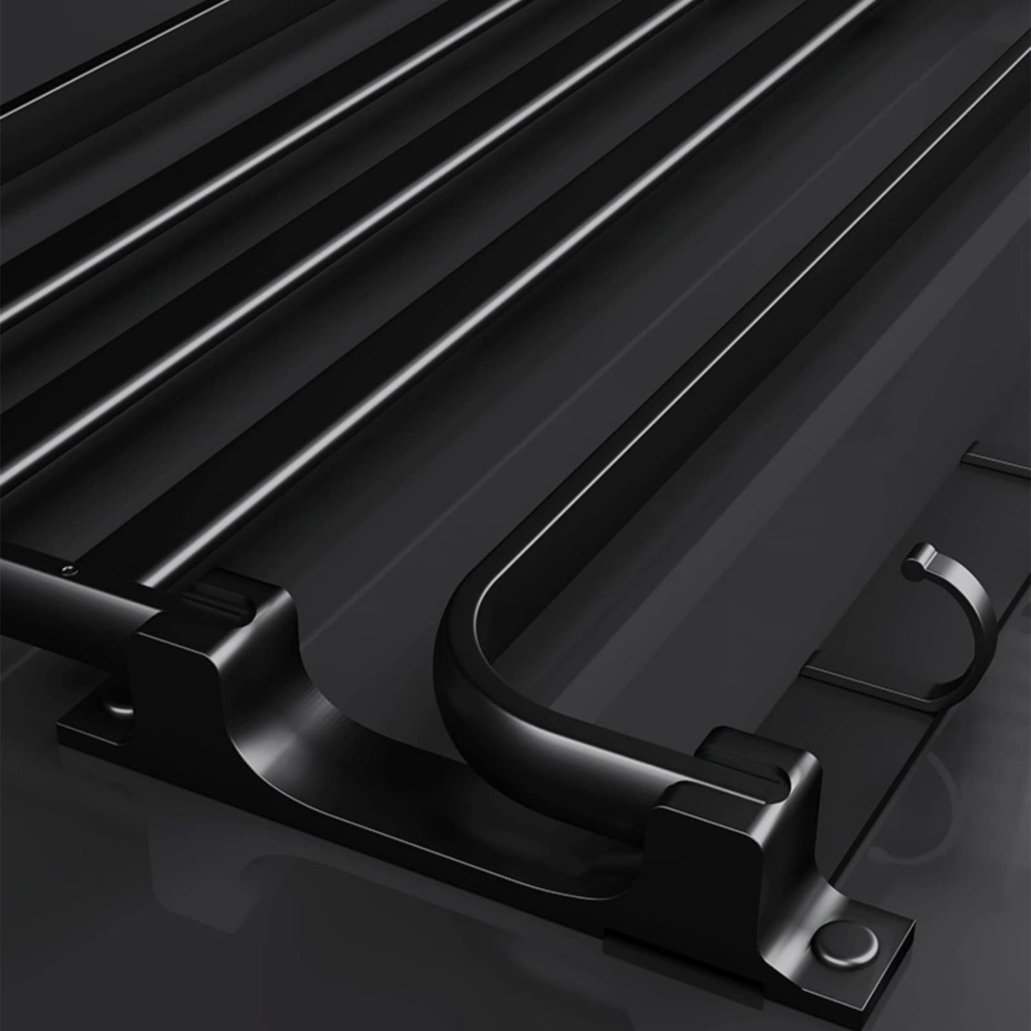 Towel holder without drilling in matte black, self-adhesive bathroom towel holder, wall-mounted towel holder with 5 towel hooks, bath towel holder, towel rack for bathroom kitchen, 58cm, aluminum.