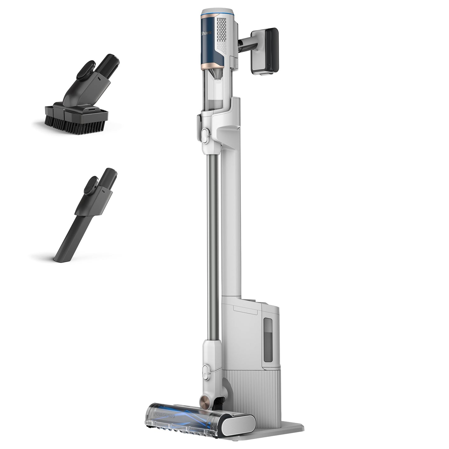 Shark Clean and Empty Cordless Vacuum with Anti Hair Wrap, up to 40 minutes runtime, self-cleaning system, for pet hair, carpets and hard floors, with LED lights, quiet operation, white/blue, BU3521EU