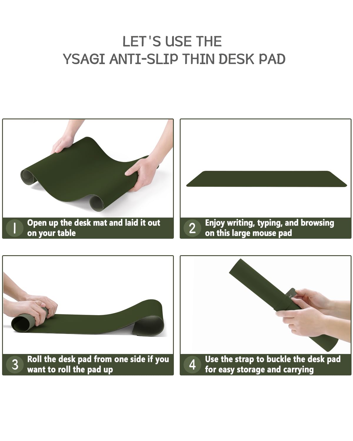 YSAGi Desk Pad, Mouse Pad with Leather and Non-Slip Suede, Multifunctional Office Mousepad Laptop Writing Pad, Desk Protection Mat for Office/Home-Office (Dark Green, 120x60cm)