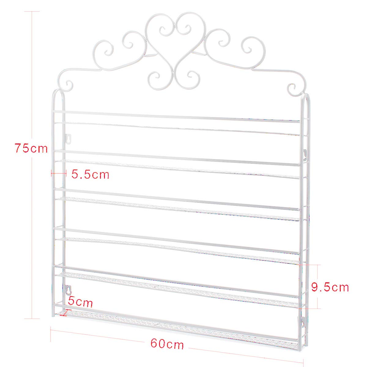 FullBerg 6-tier Metal Nail Polish Stand Wall Shelf Round, Nail Polish Shelf Storage Display Vanity Organizer Lipstick Stand Shelf Women Makeup Organizers, Shelves for Nail Polish (White)