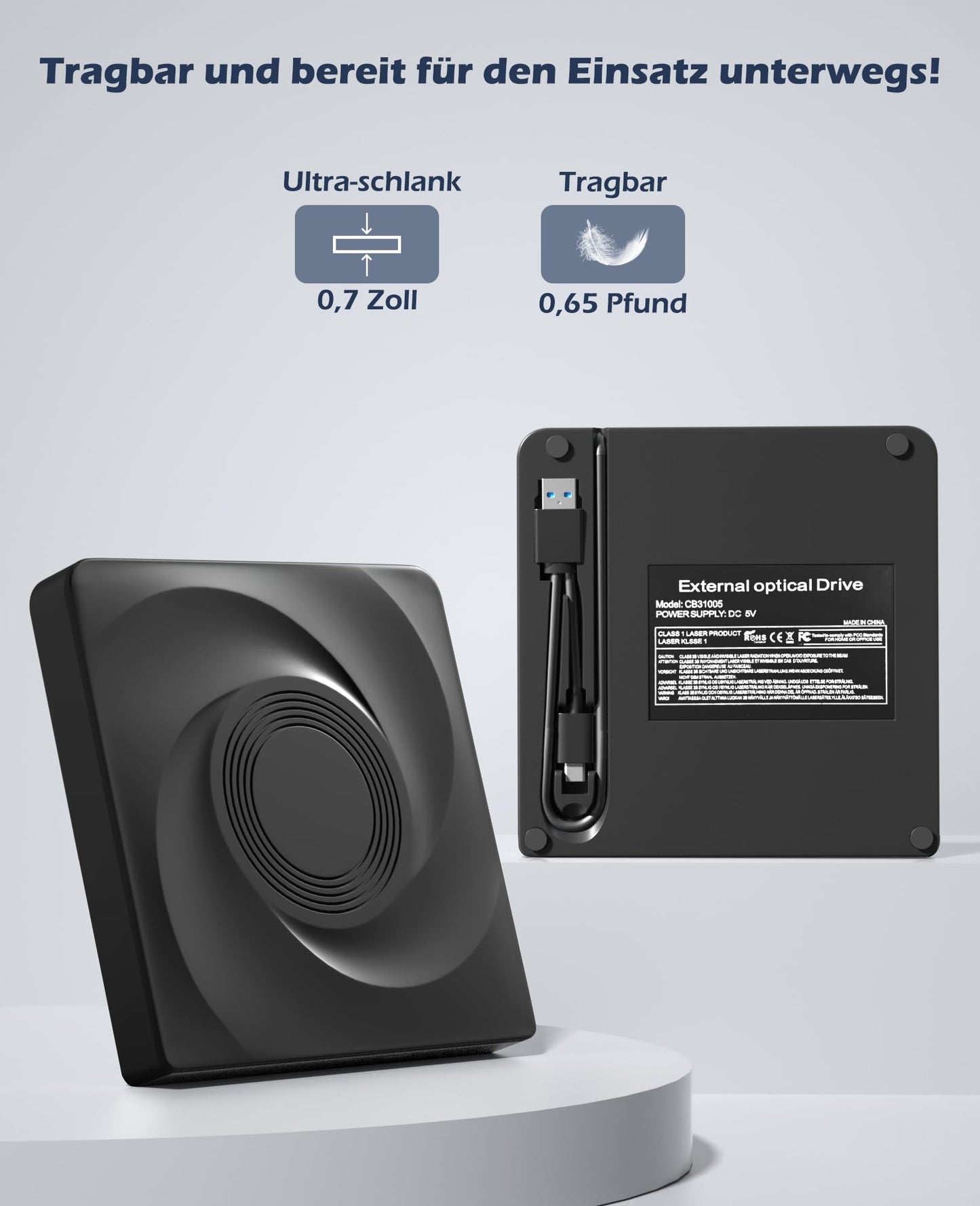 External Blu-ray drive with USB 3.0 and Type-C connectivity. Compatible with Windows, MacOS laptops, and desktops. Perfect for burning CDs/DVDs and playing Blu-ray movies.