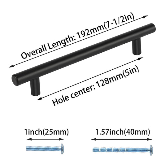 25 pieces of kitchen handles in black with 128mm hole spacing. Handles for kitchen cabinets, furniture handles, black cabinet handles, stainless steel furniture handles, kitchen handles, door handles for the kitchen.