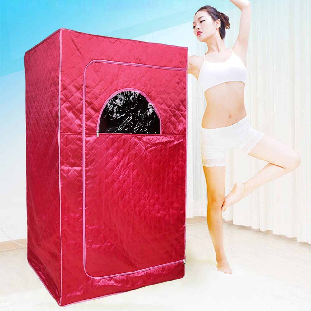 Portable sauna, mini steam sauna for home. Single portable sauna room can relieve fatigue, aid in weight loss, with remote control, timing, and temperature setting (100 * 80 * 170cm red).