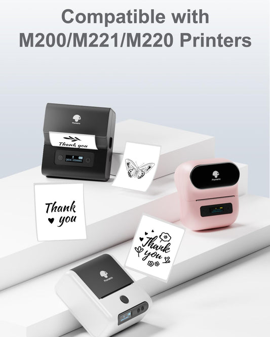 Phomemo Transparent Thermal Labels, Clear Label for DIY Design, QR Code, Name Tags Compatible with M220 M250 M221 M421 Label Printer, 1 Roll, 70x80mm, 100 Labels per Roll