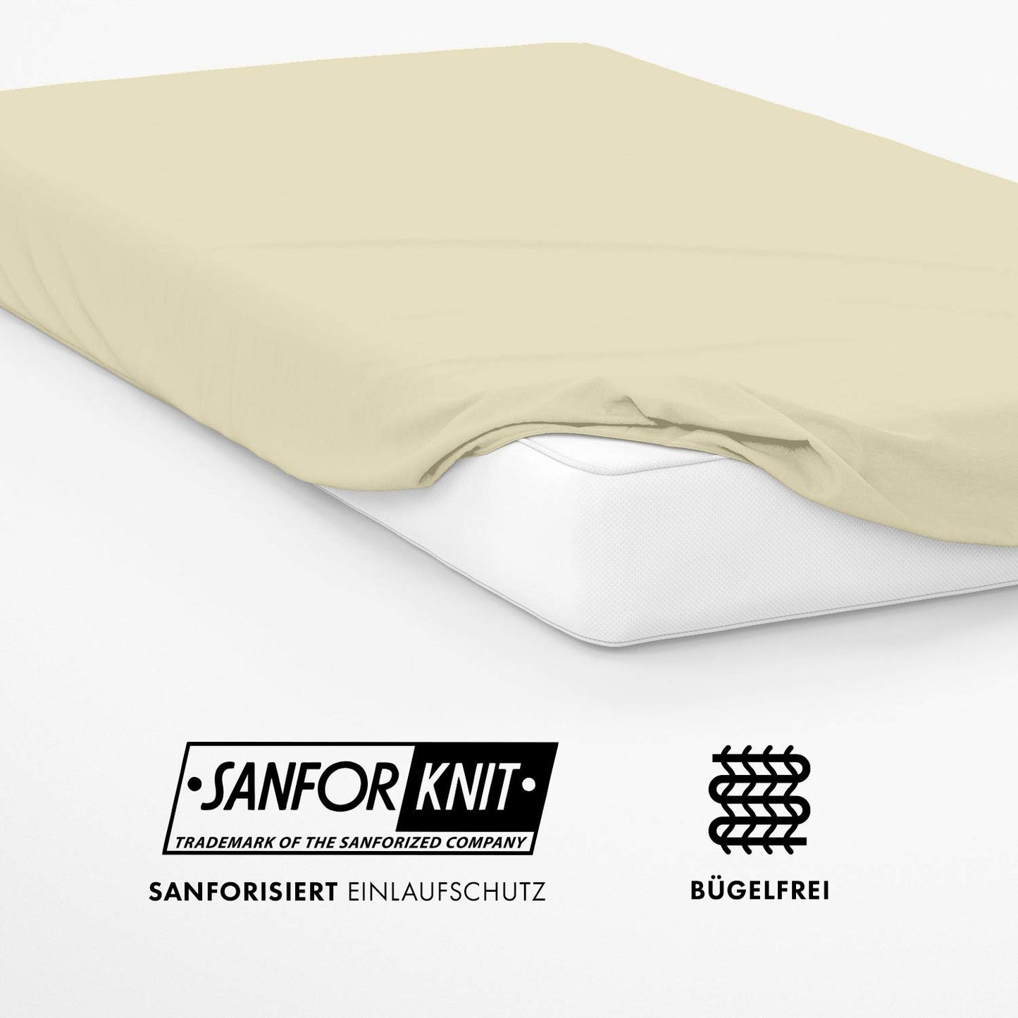 Jacobson Jersey Fitted Sheet Cotton Bed Sheet (Premium 200x220 cm, Natural)