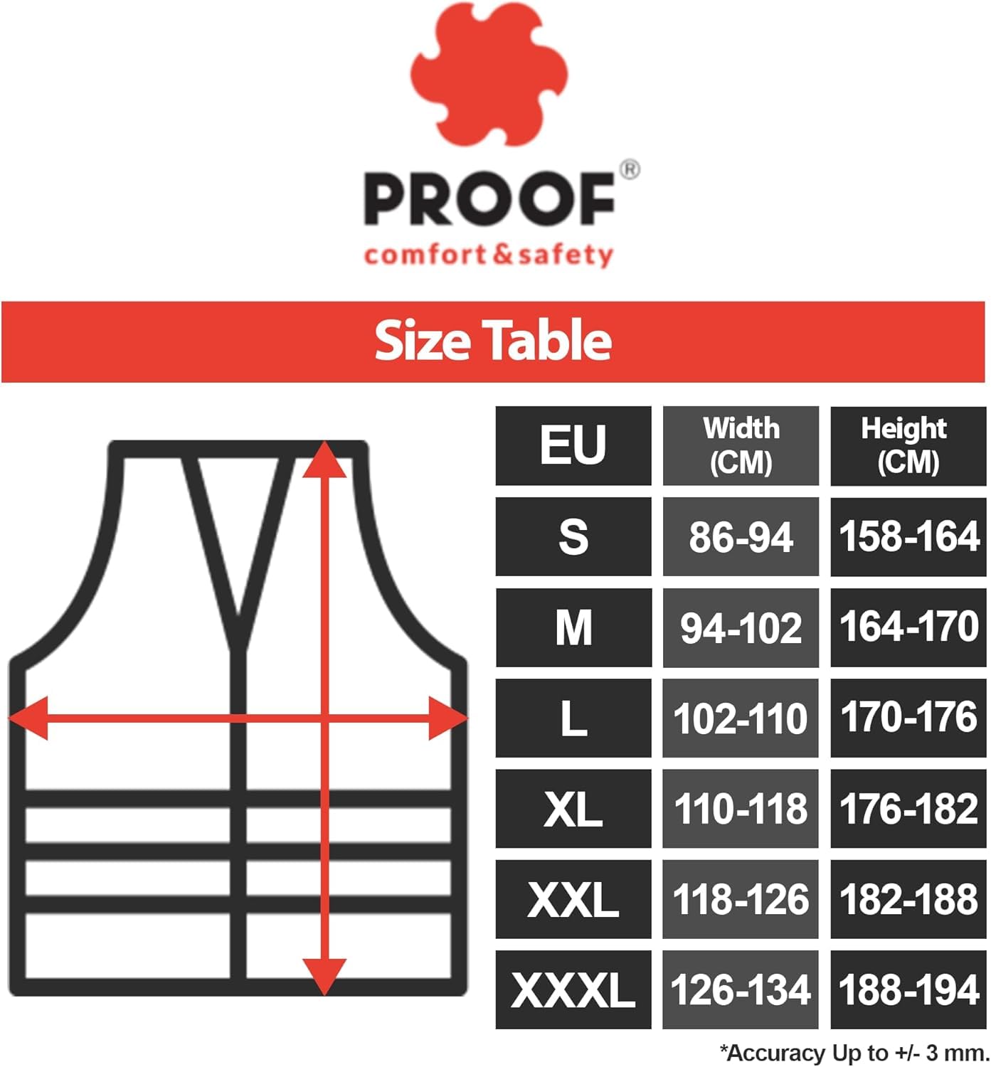 PROOF COMFORT & SAFETY Reflective Vest for Car Bike Reflective Safety Vest Reflective Jacket Emergency Vest 5 Pack Bright Orange S