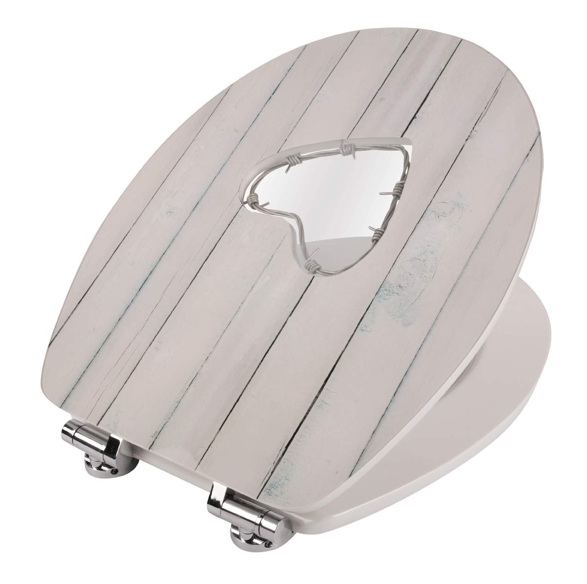 aquaSu® toilet seat with soft-close mechanism, wire love decor, high gloss finish, wooden core, Fast-Fix quick mounting system, oval standard O shape, metal hinge, glossy toilet lid, 40357 3
