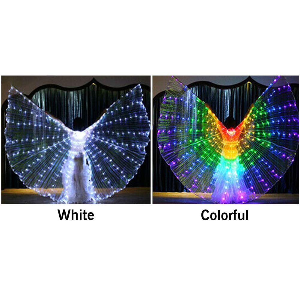 LED Angel Wings with LED Angel Wings, 360 Degree LED Swivel, Complete Swivel, LED Wings for Carnival, Halloween, Christmas (white)