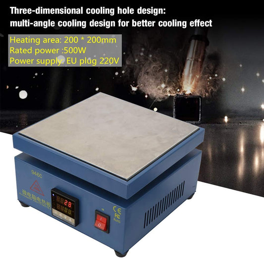 Preheating station 200X200mm, 500W LED microcomputer electric heating plate, welder heating plate SMD rework heating lab plate, PCB heating preheating soldering preheating station (A)