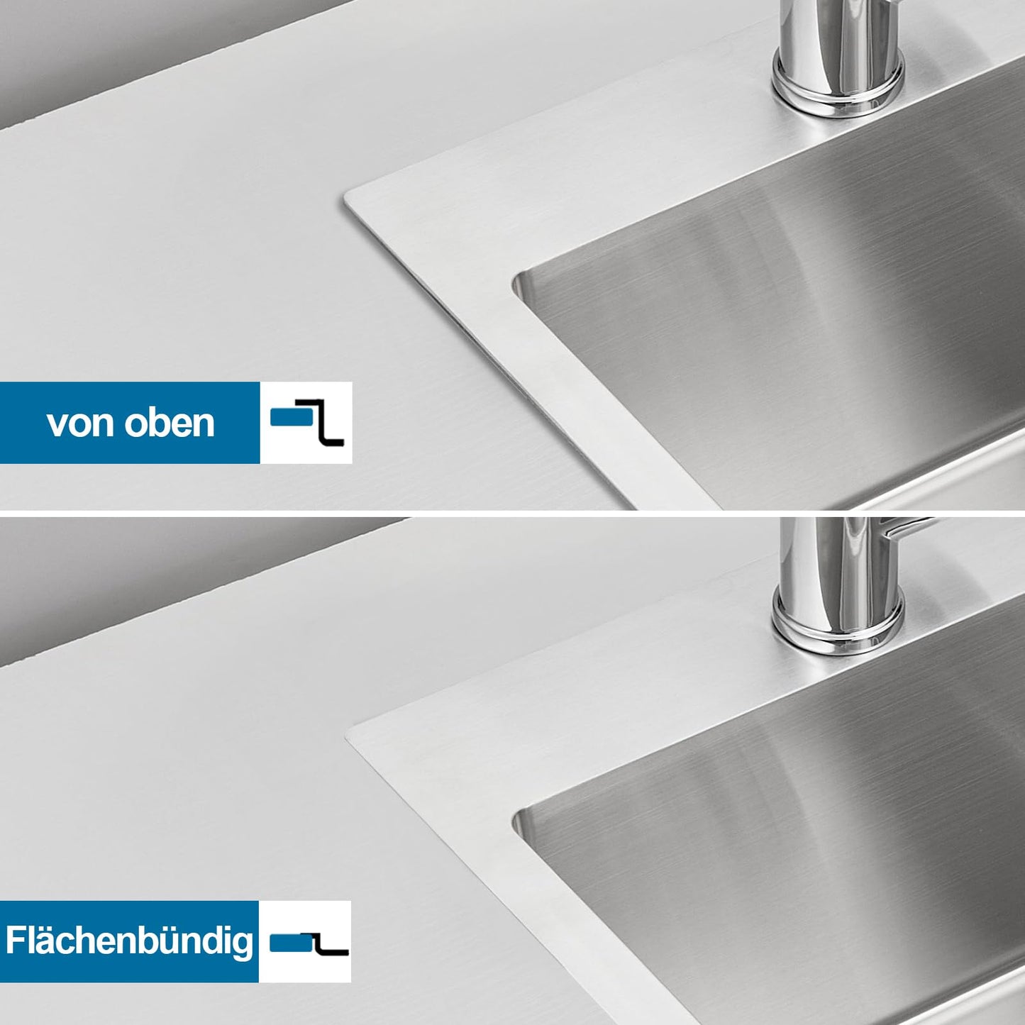 ROVOGO 304 Stainless Steel Small Kitchen Sink 40 x 34 cm, Undermount Sink with Drain Kit including Strainer and Drain Basket, Kitchen Sink with Faucet Hole, Brushed Rectangular Kitchen Sink