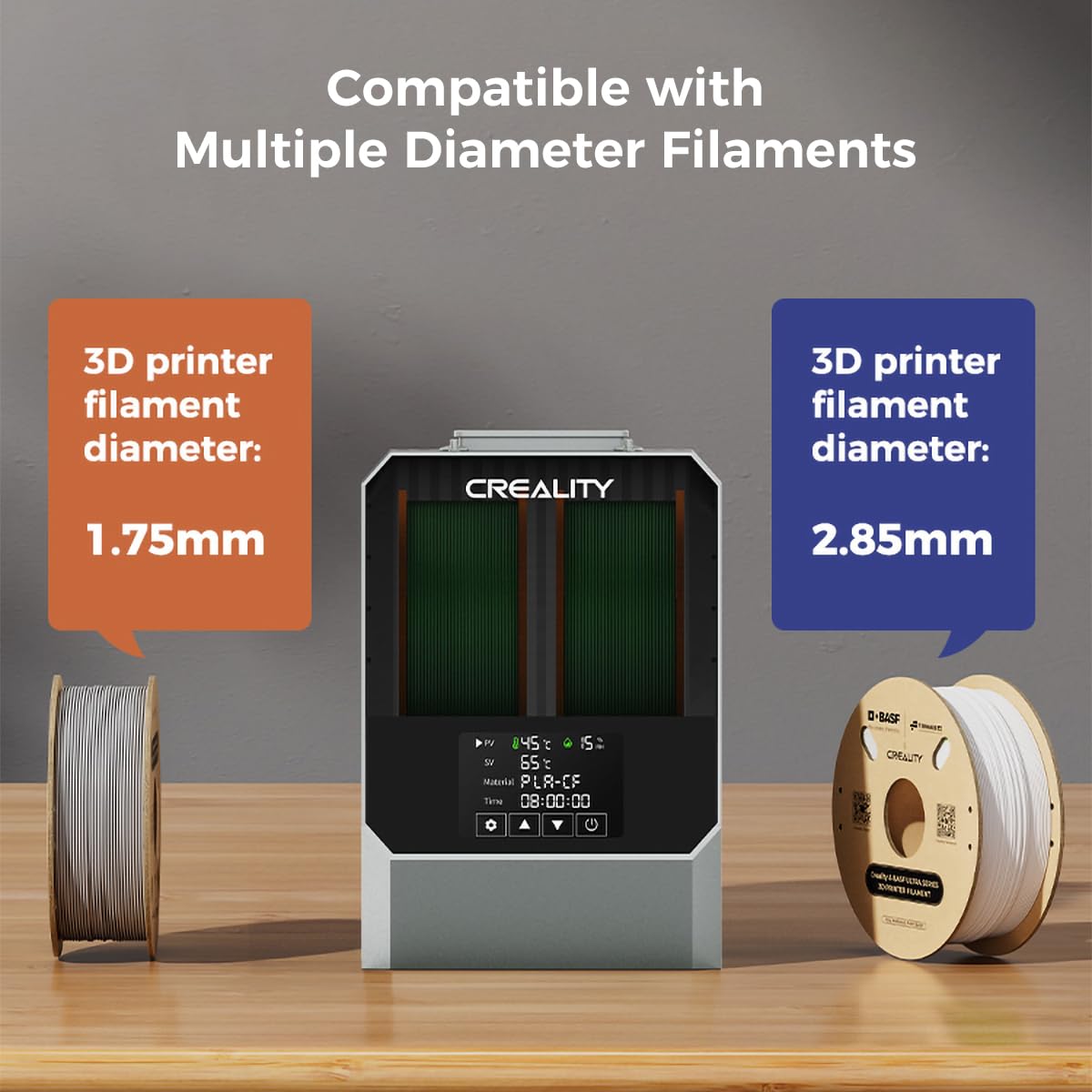 Creality Official Space Pi Filament Dryer Plus, 2 Rolls 3D Printer Filament Dryer Box 360° Hot Air Heater, Dehydrator Storage Box for 1.75/2.85 mm PLA PETG ABS TPU Material