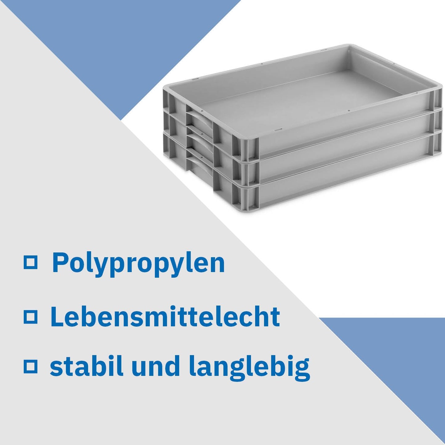 THE BOX FACTORY Euro container 600x400x320mm | Storage box | Plastic crates | Storage containers with handles | Sturdy stacking box | Euro box | Reusable container