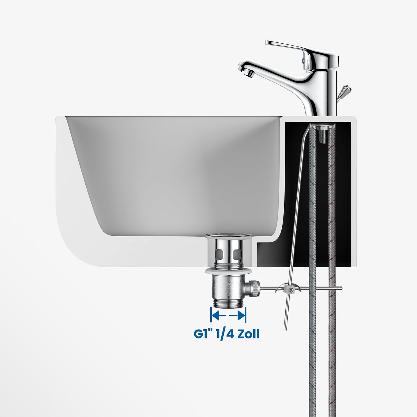 Auralum bathroom faucet with pop-up drain, single lever washbasin mixer tap in chrome, one-handle basin faucet for bathroom.