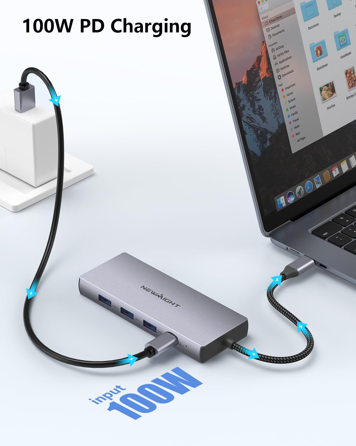 Laptop Docking Station Dual Monitor, Newmight Dual HDMI Adapter for 2 monitors with 2 HDMI 4K, 1 Gbps Ethernet, PD 100W Charging, 3 USB 3.0, SD/TF Reader, USB C Docking Station for HP/Dell.