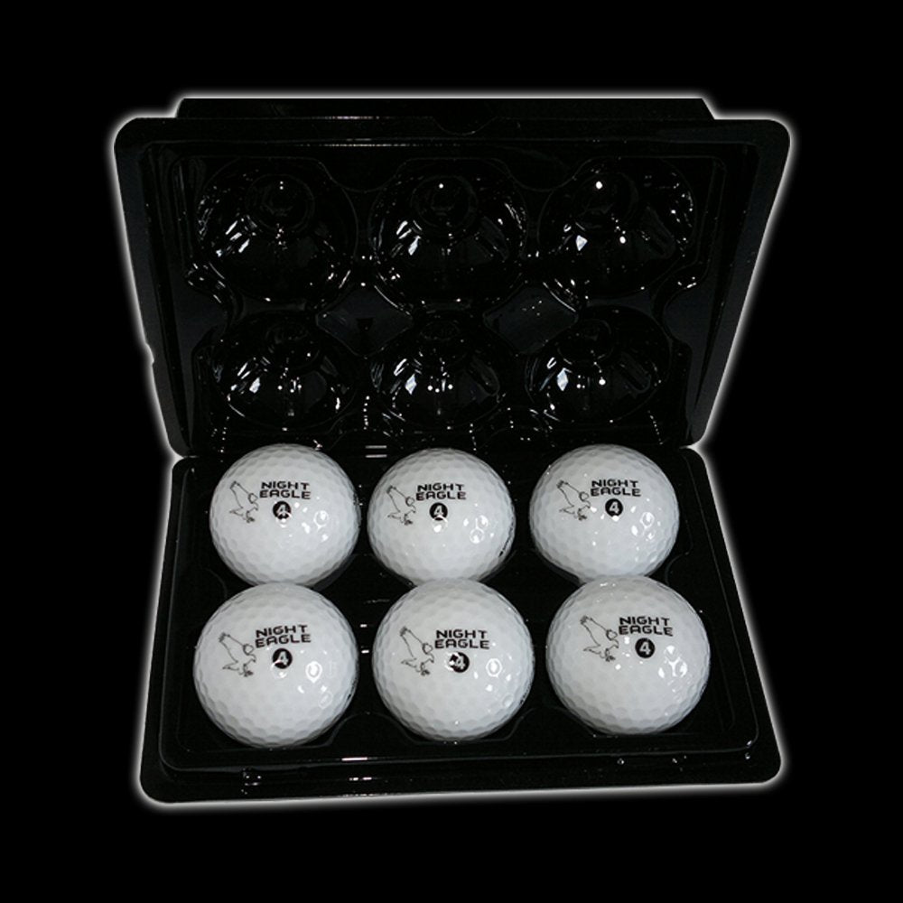 Night Eagle 6 LED Golf Balls Light-Up - Night golf glows red blue green pink white Funny golf gift colorful (Red)
