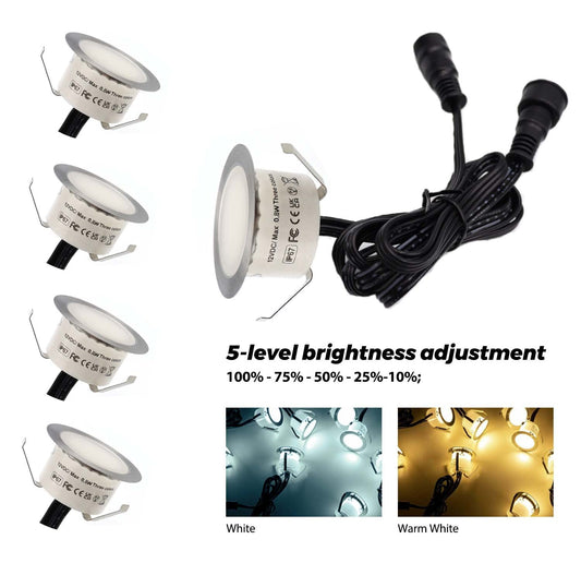 10-pack LED recessed lights dimmable, warm white 3000K, white 4000K with remote control Ø32mm LED built-in spotlight ground recessed lights outside, IP67 waterproof 0.8W indoor outdoor patio kitchen garden 12V