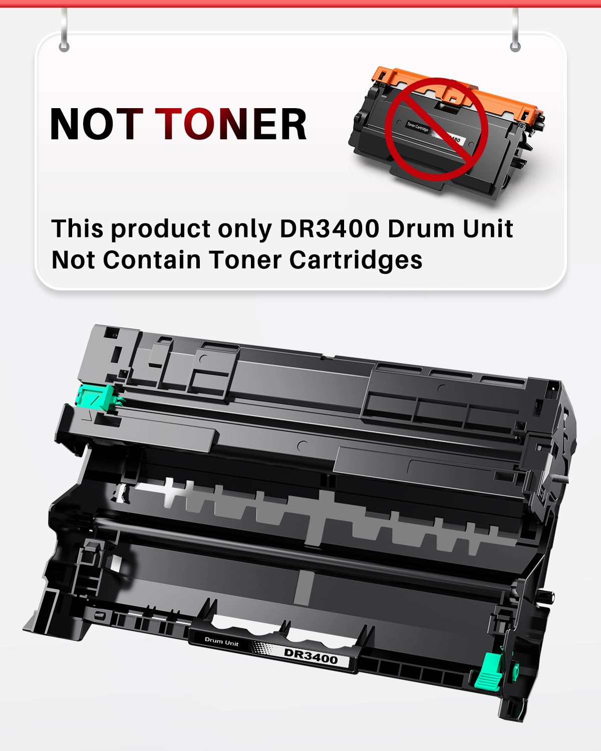 Hello DR3400 Drum Unit Drum Compatible for Brother Drum DR 3400 Brother TN3480 TN-3480 TN3430 Toner for HL-L5100DN MFC-L5750DW MFC-L5700DW DCP-L5500DN (2-Pack)