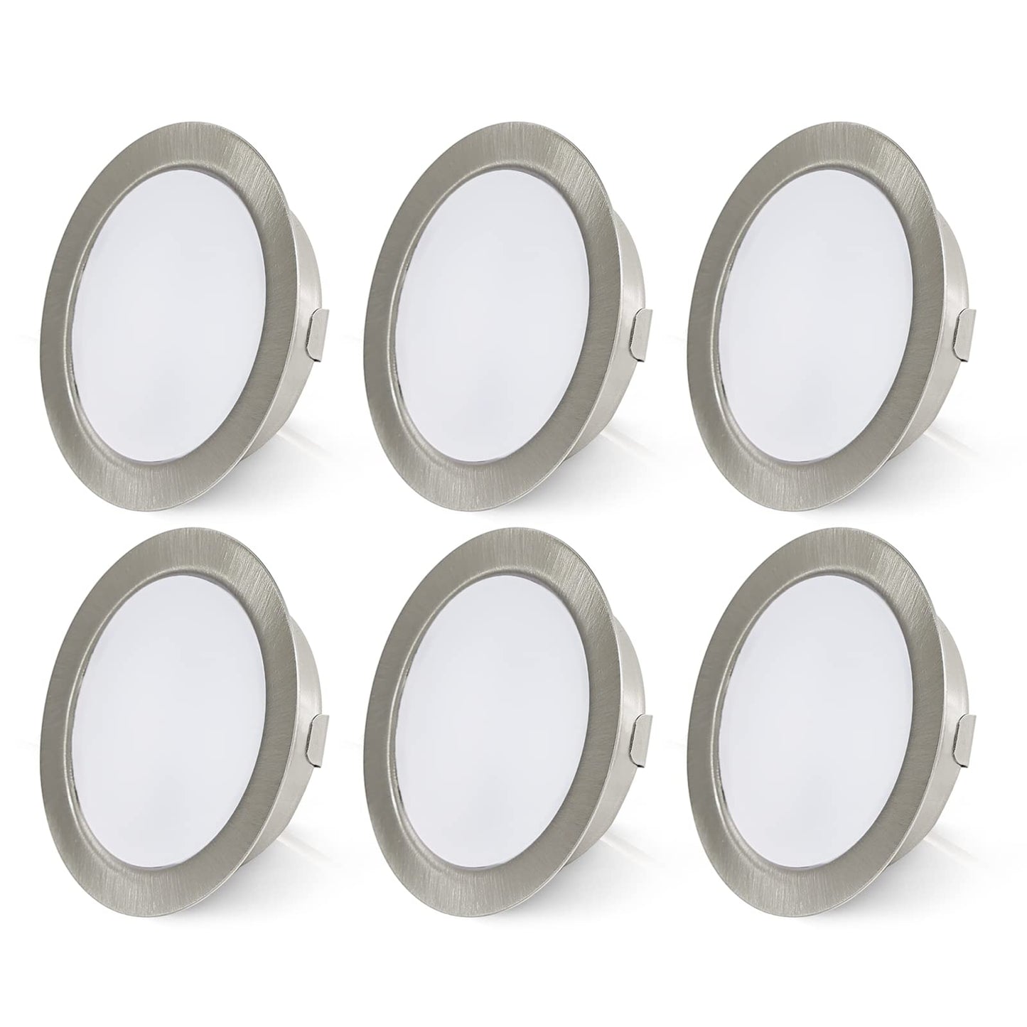 URing 6-pack LED recessed lights 12V Dimmable 3.5W 3000K Warm White, recessed lights flat 12V 300LM borehole 55-58mm and 15mm flat, furniture recessed lights LED spotlights for motorhomes caravans boats