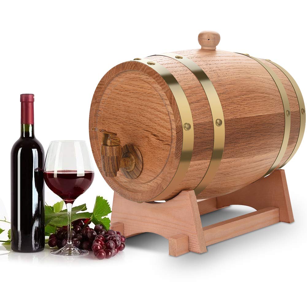 Greensen Oak Barrel 3L Wooden Barrel Wine Barrel Personalized Design Wood Whisky Barrel Liqueur Liquor Barrel for Home, Bar, Party, and Banquet, Birthday Gift