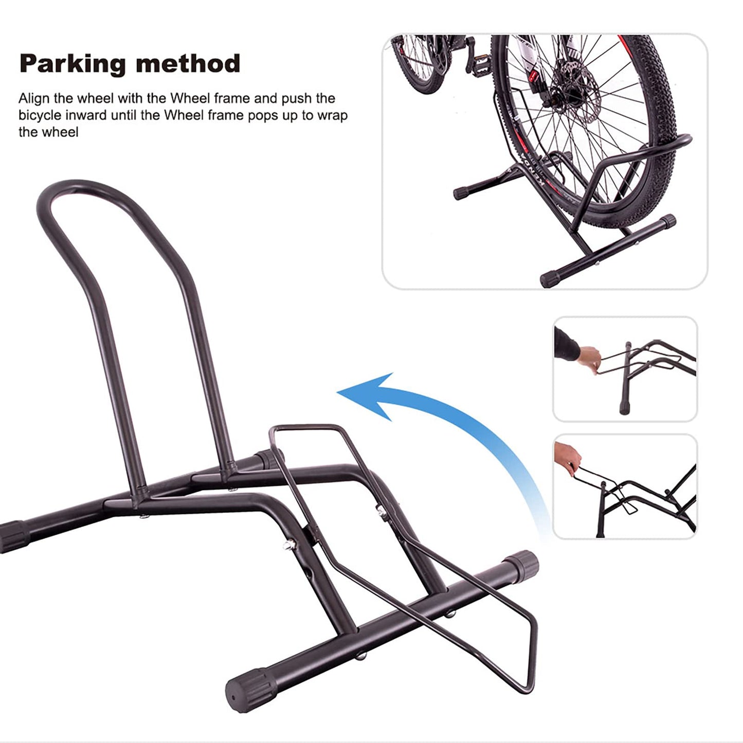 MEGHNA Bicycle Stand Professional Floor Free-standing Stand Adjustable Bike Parking Stand for all bikes 16''-29'' Mountain Bike Road Bike MTB Black
