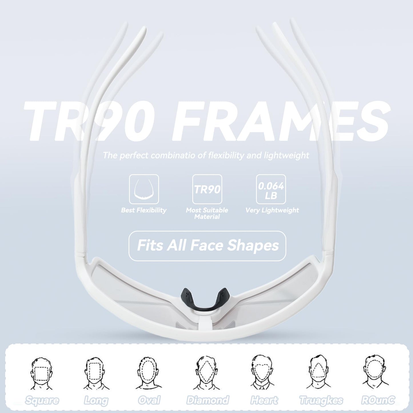 RTUOHUIN Self-Tinting Cycling Glasses for Men Women Photochromic Sports Sunglasses UV400 Protection Clear Road Cycling Glasses TR90 Frame Fast Cycling for Cycling, Running, Outdoor Sports - Sand-White