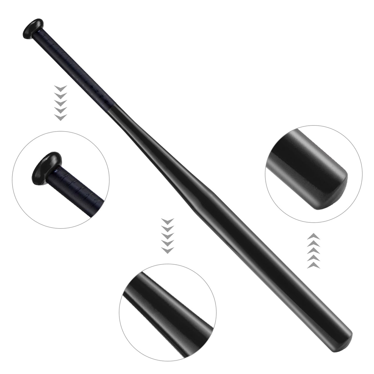 Queiting 82cm baseball bat steel baseball bat baseball bat softball sports equipment for daily leisure and athletes (aluminum, weight 405g, black)
