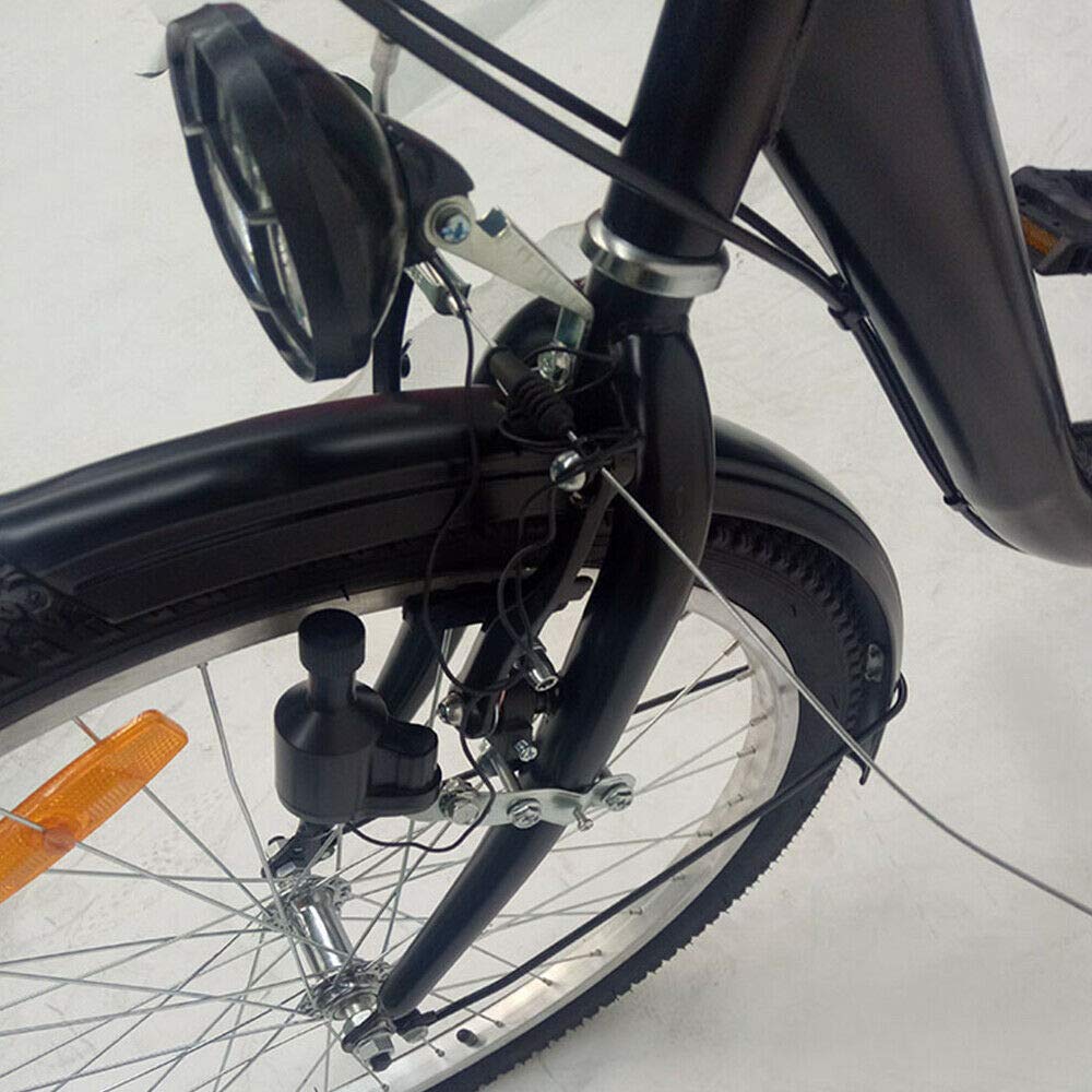 24"3 wheel tricycle for adults with light, 6-speed bike, shopping basket trike pedal bike, for outdoor shopping picnic (black)