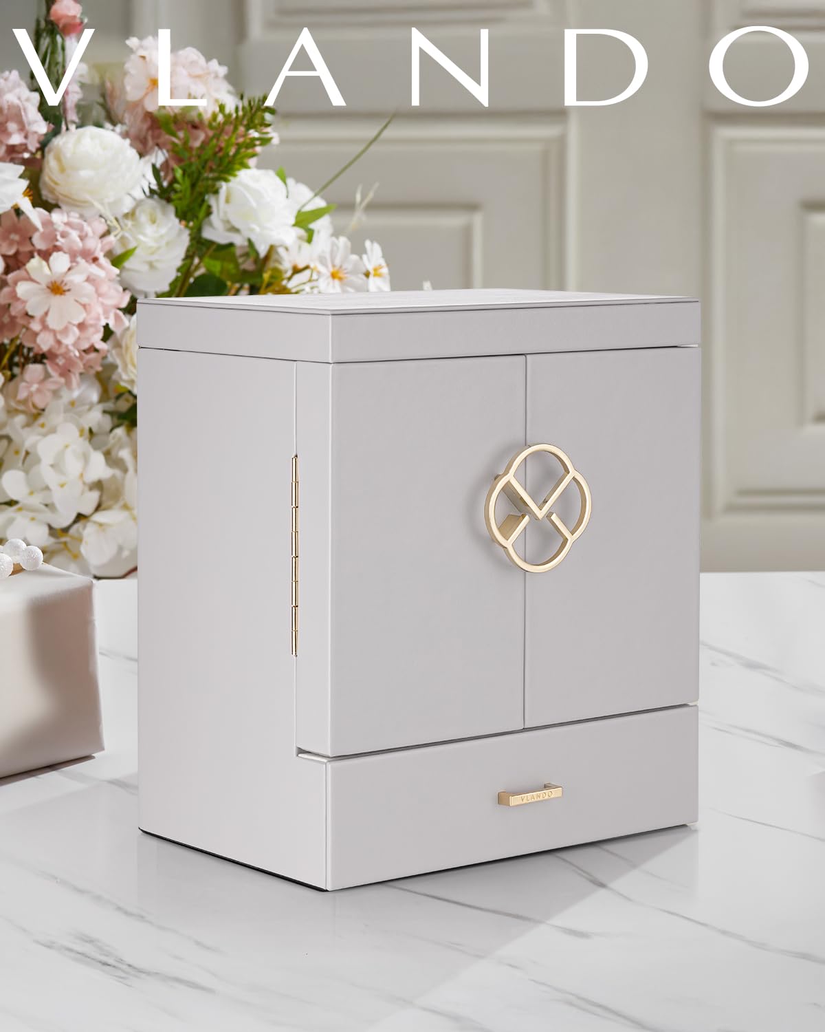 Vlando Jewelry Box Large, French Jewelry Case 6 Levels, Jewelry Organizers Large XXL with Mirror, Drawers, Jewelry Storage for Women, Jewelry Box for Earrings, Necklaces, Watches