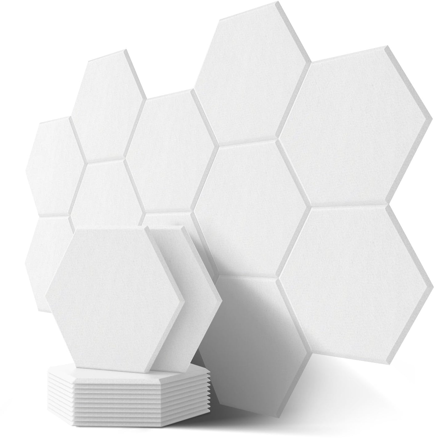 Hexagon acoustic panels, soundproofing wall, 12 pieces, high density acoustic panels for ceiling/door/wall decoration and sound treatment, soundproofing panels (30x26x0.9cm)