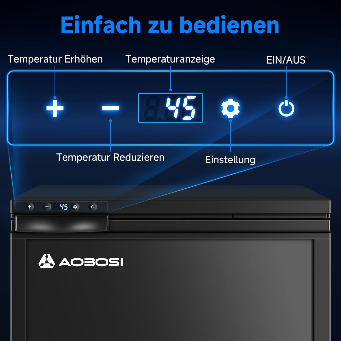 AAOBOSI 65L Compressor Cooler, RV Fridge with APP Control, 12/24V DC, Car Cooler with LED Lights, up to -20℃ Compressor fridge for Car, Truck, Boat, RV, Camping and Travel.