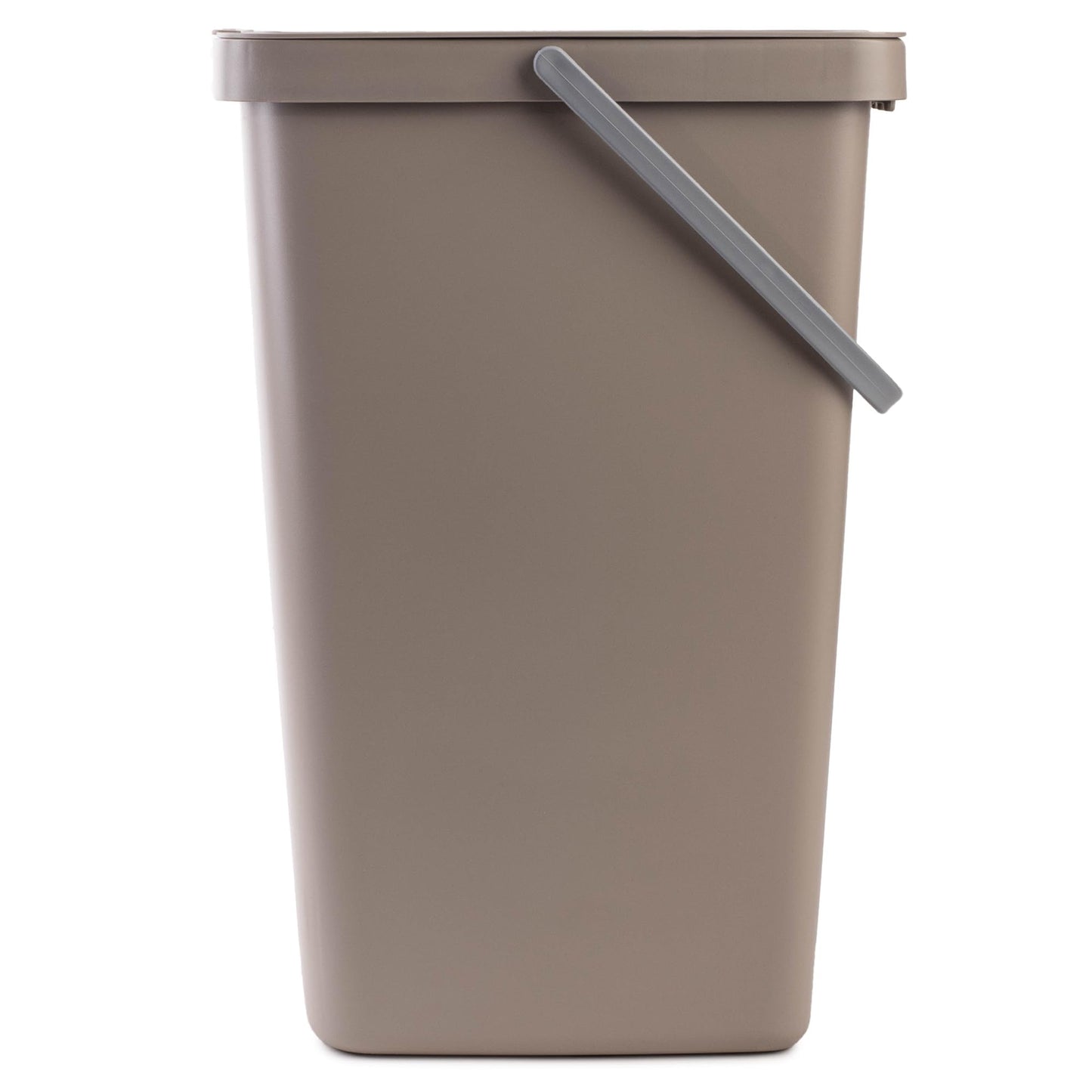 KADAX waste bin with lid and handle, plastic trash can for sorting waste, rectangular garbage collector with hinged lid (brown, 20L)