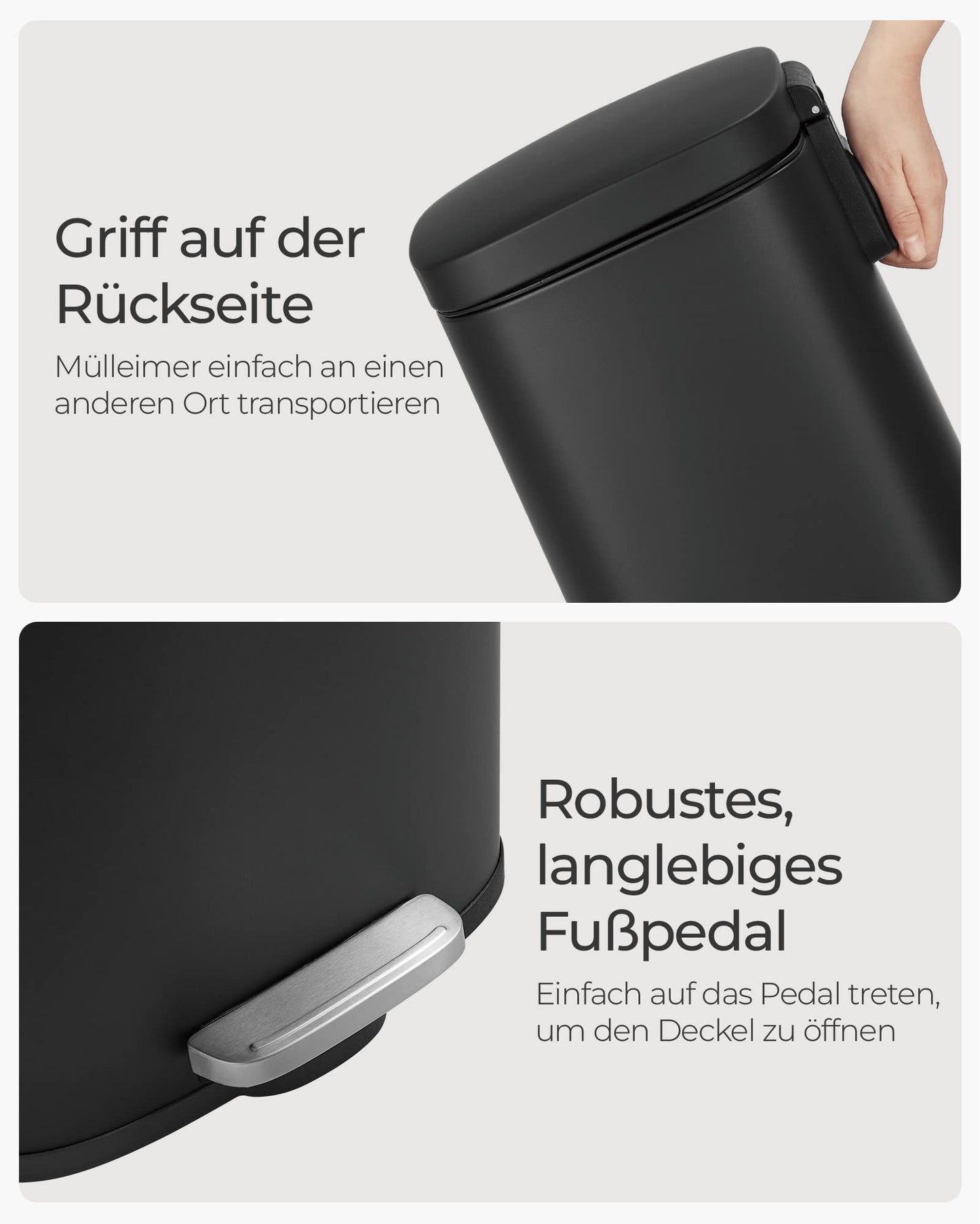 SONGMICS Kitchen Trash Can, 30 Liter, Garbage Bin, Step Trash Can, Kitchen Trash Can with Soft Close Lid and Inner Bin, Pedal Bin, Steel, black LTB03BK
