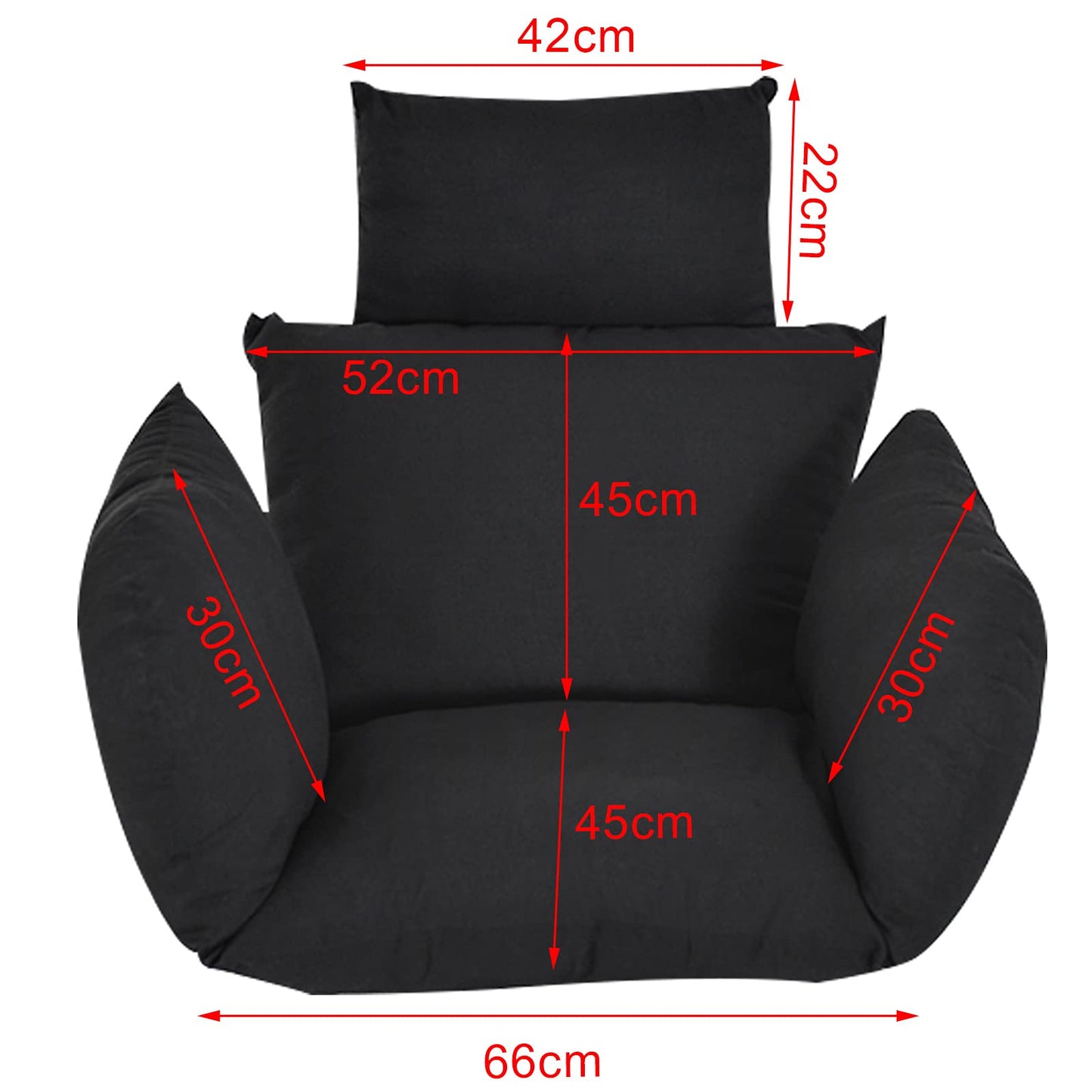 Lightakai Hanging Chair Cushion, 6D Seat Cushion for Hanging Chair Durable Swing Seat Cushion Universal Hanging Basket Cushion Chair Cushion for Indoor and Outdoor Patio, Yard, Garden (Black)