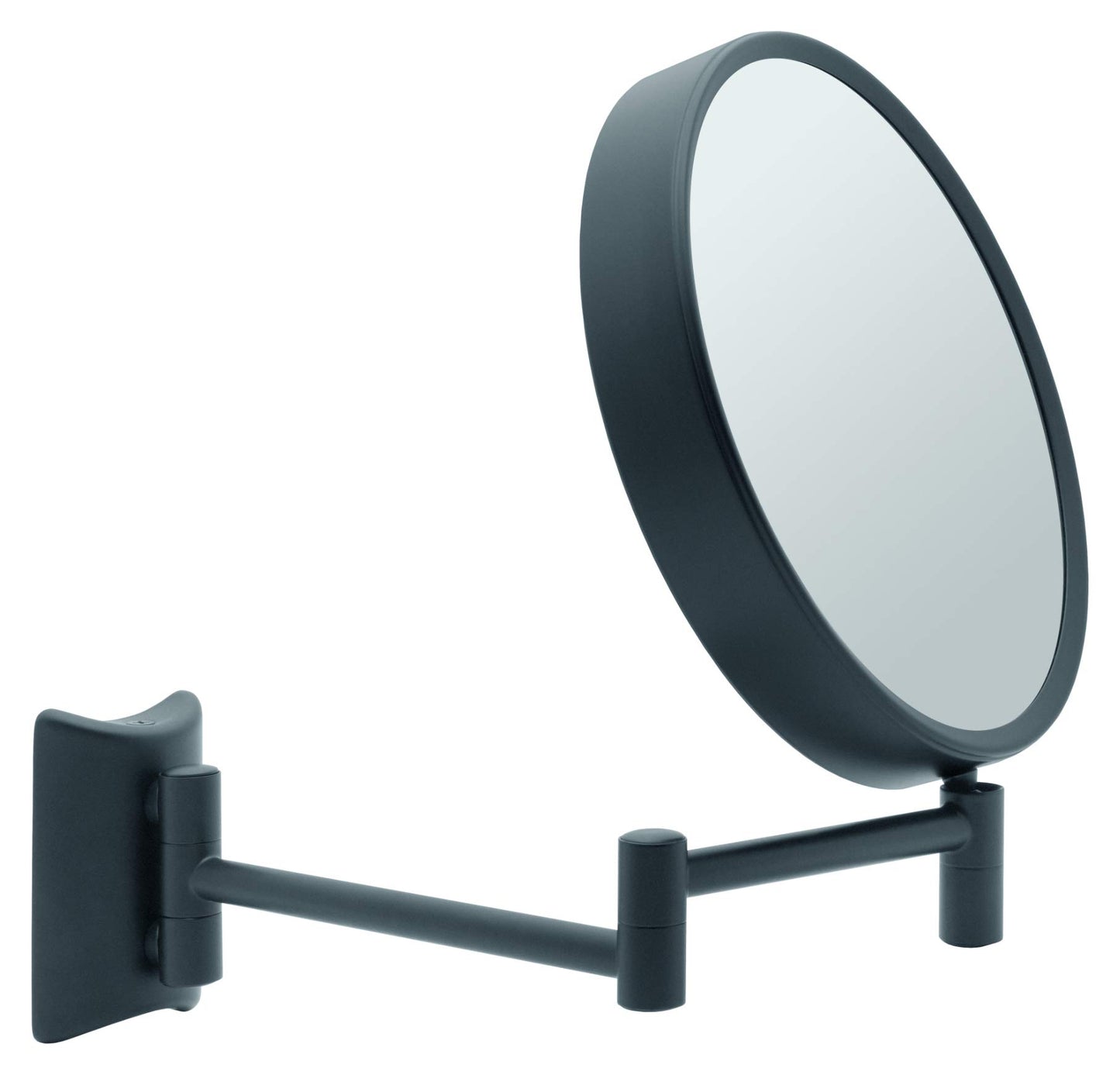 Libaro Makeup Mirror Imola - 360° rotatable vanity mirror with wall mount - double-sided shaving mirror with 3X & 7X magnification - extendable black metal bathroom mirror, Ø 19 cm