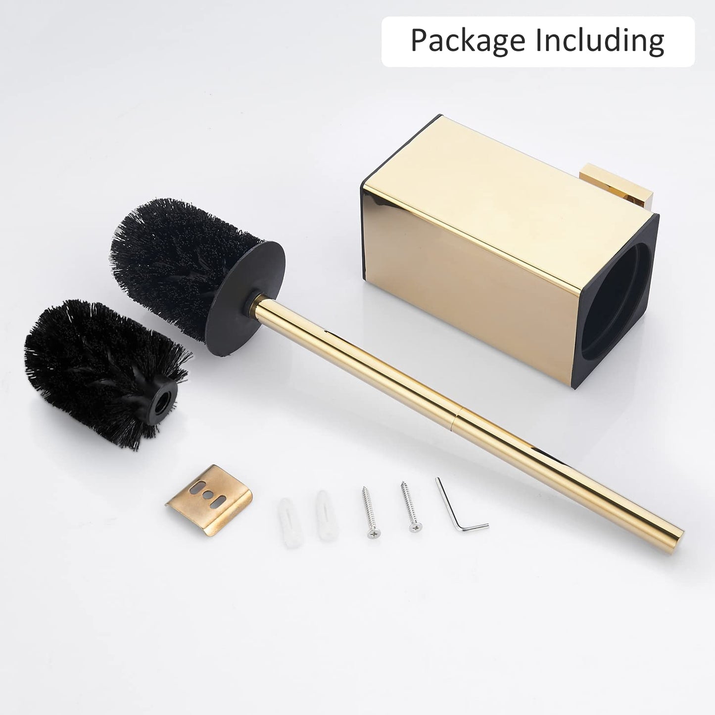 304 stainless steel, square, gold toilet brush holder