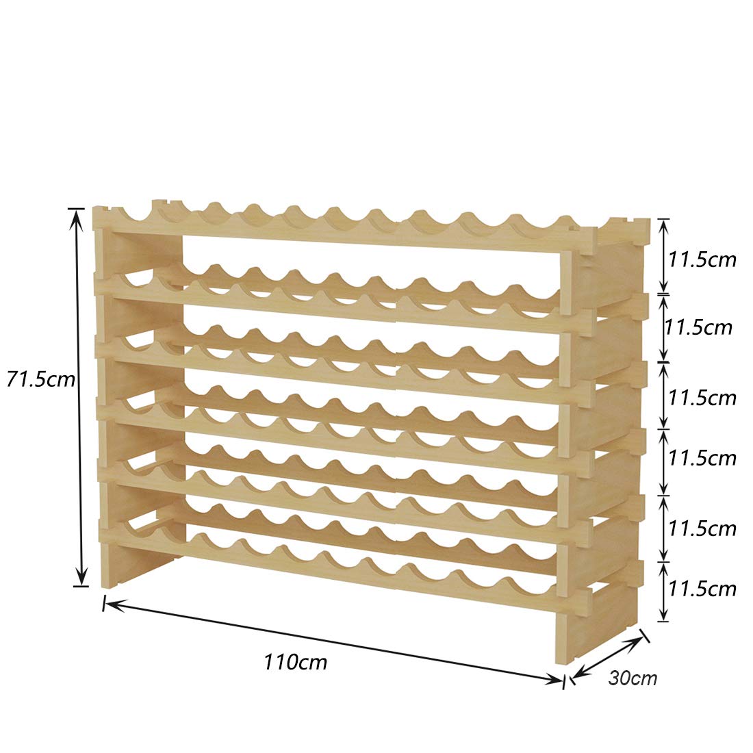 SogesHome wine rack, stackable, 6-tier storage for 60 bottles. Made of wood.