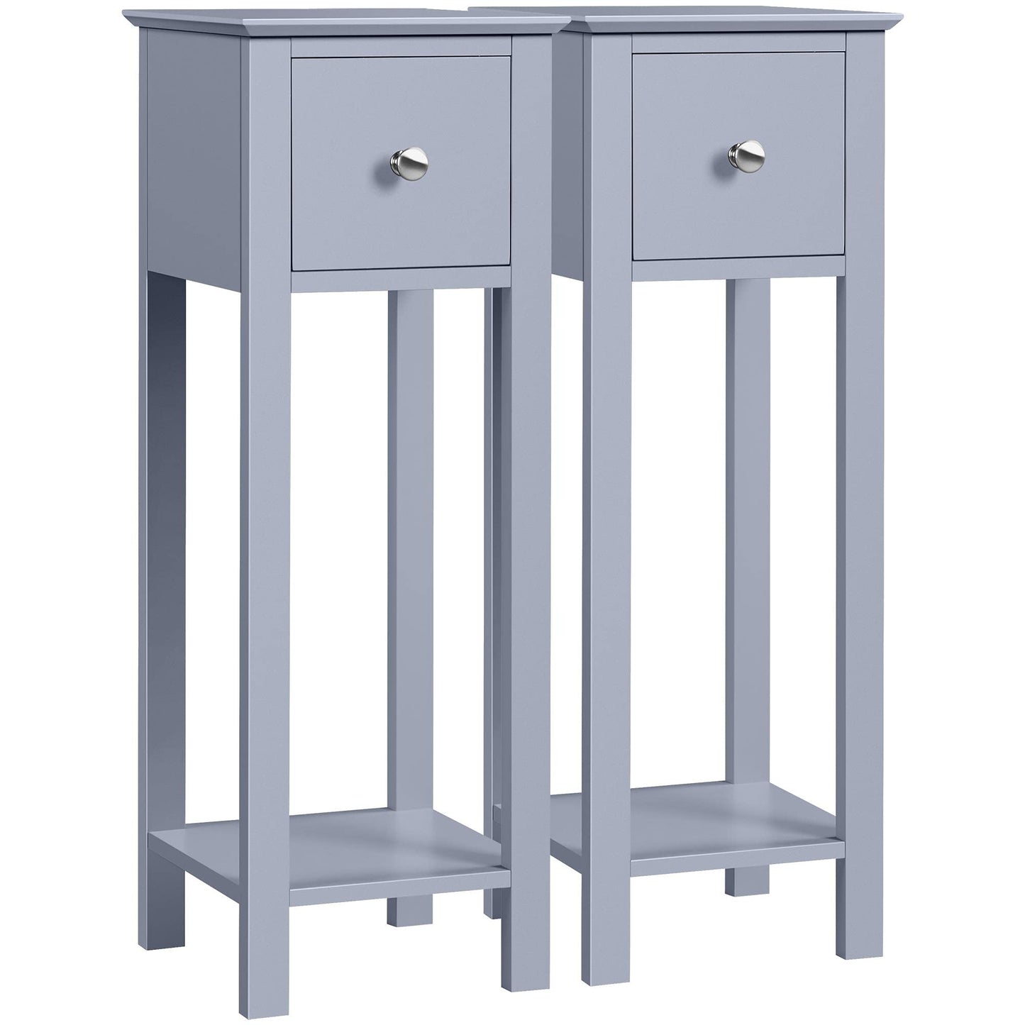 Yaheetech 2-Pack Nightstand Bedside Table with 1 Drawer & Shelf Simple End Table Storage Side Table for Living Room/Bedroom, Gray