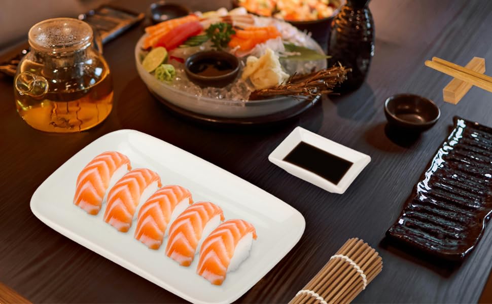 Exact EX-SG 10 Piece Sushi Set - 2 x Sushi Plates, 2 x Dip Bowls, 2 x Bamboo Sushi Rolling Mats, 2 x Bamboo Chopstick Rests, 2 Chopstick Sets - Beautifully presented in a gift box.