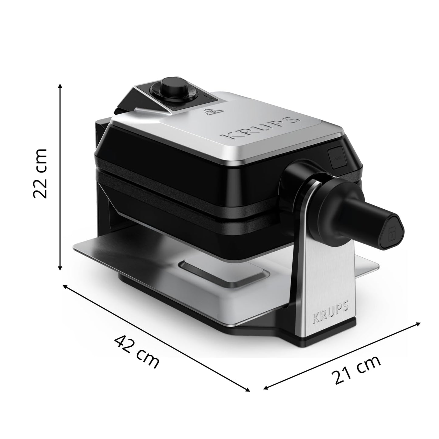 Krups FDD95D Professional double waffle maker, makes 2 Belgian waffles at once, rotating function for perfect waffles, 7 browning levels, dishwasher safe plates, 1200W, black