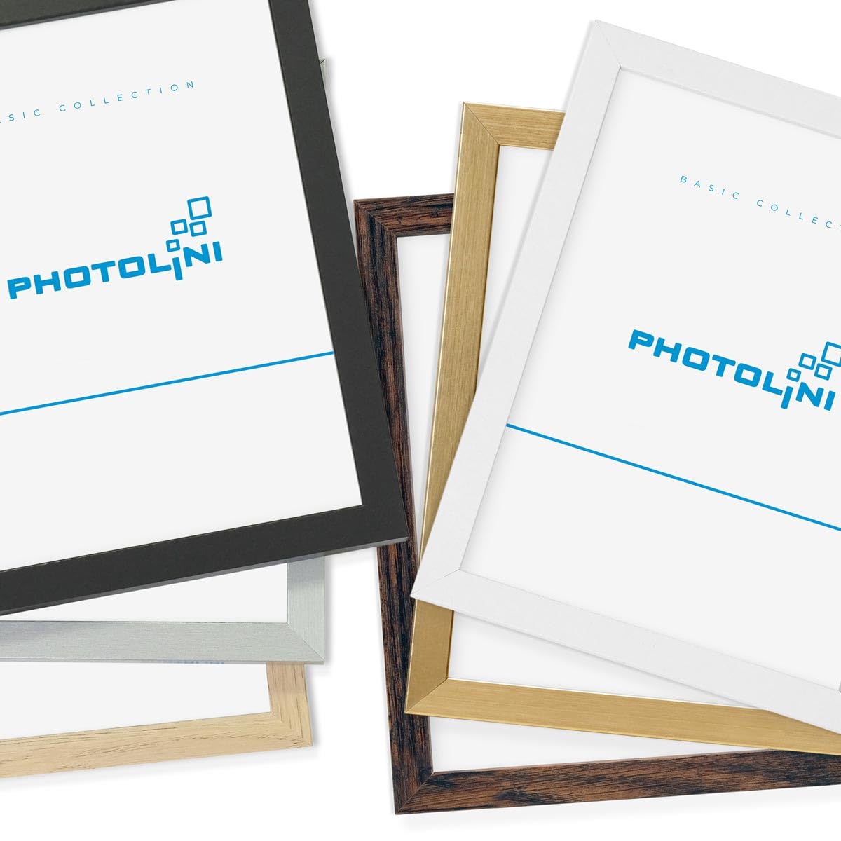 PHOTOLINI Picture Frames 4x6 Gold MDF Wood, 10-piece Poster Frames, shatterproof acrylic glass, for hanging & standing, extra accessories - for photos & posters