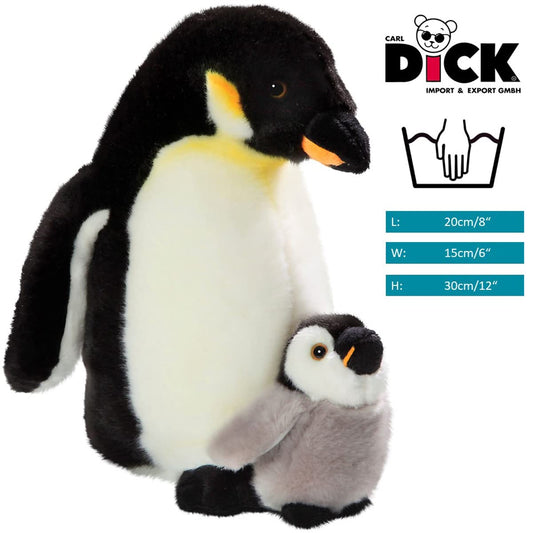 Carl Dick penguin with baby, running bird, plush toy, stuffed animal, approx. 32cm (12.6 inches) 1725